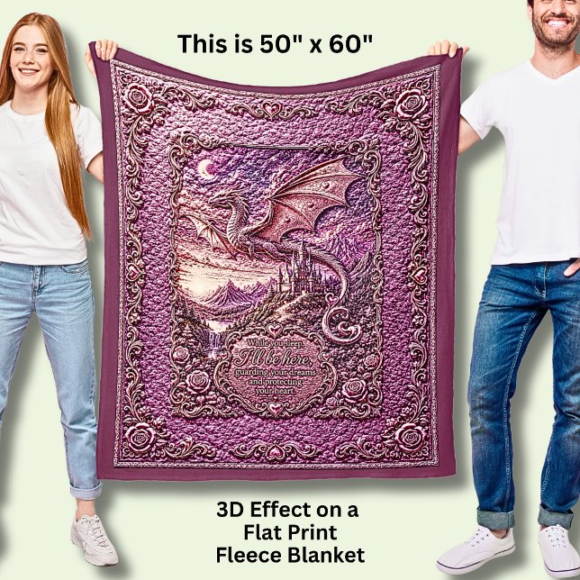 Couverture Polaire Flying Dragon Roses, Pendant que vous dormez, Effe (Créateur téléchargé)
