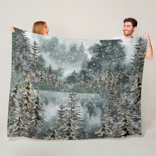 Couverture Polaire Foggy Mountain Woodland Froid Lake Sofa Cover (En situation)