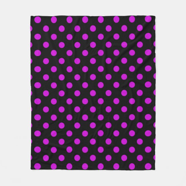Couverture Polaire Fond noir pois violets (Devant)
