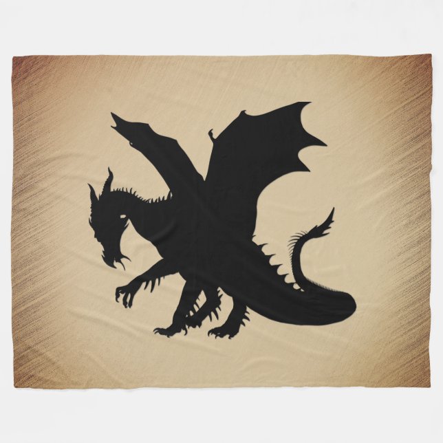 Couverture Polaire Fond rustique Dragon noir (Devant (Horizontal))