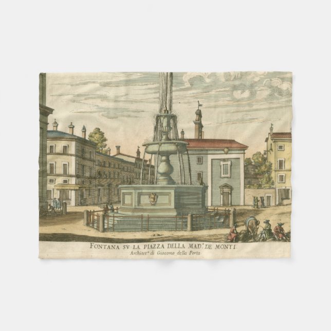 Couverture Polaire Fontaine italienne en ville Carré par Falda (Devant (Horizontal))