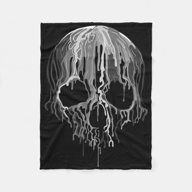 Couverture Polaire Fonte crâne noir blanc Art graphique Halloween (Devant)