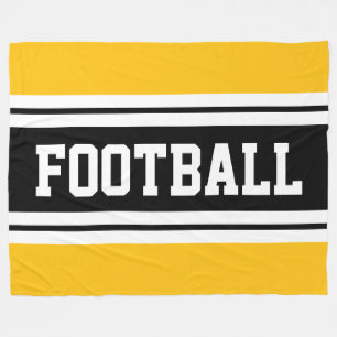 Couverture Polaire FOOTBALL Gras Jaune Noir Blanc Blancs