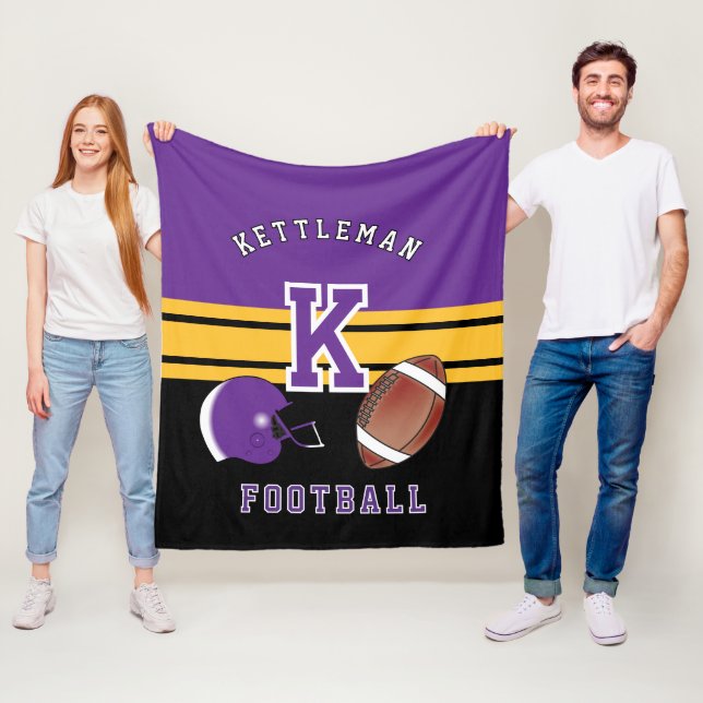 Couverture Polaire Football 🏈 Purple and Gold Yellow Sport Letter (En situation)