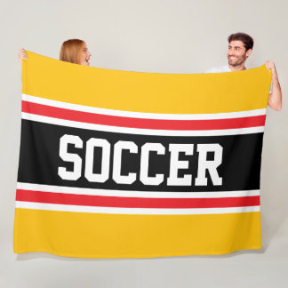 Couverture Polaire FOOTBALL Rouge vif Jaune Orange Noir Rayures