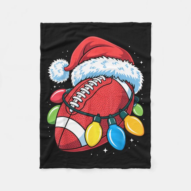 Couverture Polaire Football Santa Hat Christmas Lights Festive Touchd (Devant)