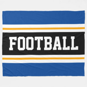 Couverture Polaire FOOTBALL Sportif Bleu Profond Bleu Noir Jaune Stri