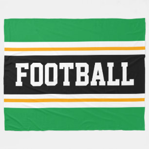 Couverture Polaire FOOTBALL Sportif Vert Clair Noir Orange Rayures