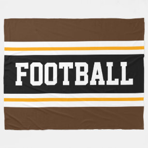 Couverture Polaire FOOTBALL Sporty Brown Black White Racing Stripes