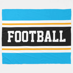 Couverture Polaire FOOTBALL Sporty Sky Blue Black White Stripes