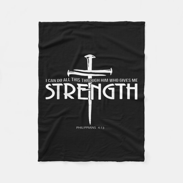 Couverture Polaire Force Et Clou Croix Bible Verse Christian (Devant)