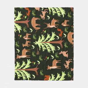 Couverture Polaire Forêt de cerfs : Motif Pittoresque Vintage.