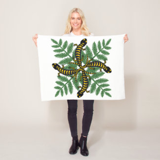 Couverture Polaire Forêt de salamandres et de feuilles de fougère