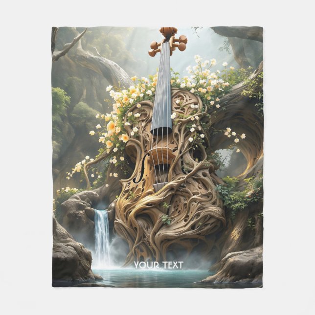 Couverture Polaire Forêt de violon géant Imaginaire mignon (Devant)
