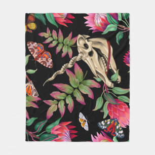 Couverture Polaire Forêt magique Unicorn Motif foncé.