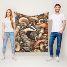 Forêt Nature Couleurs Champignons Badger Whimsical