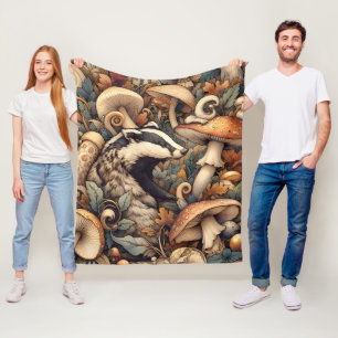 Couverture Polaire Forêt Nature Couleurs Champignons Badger Whimsical