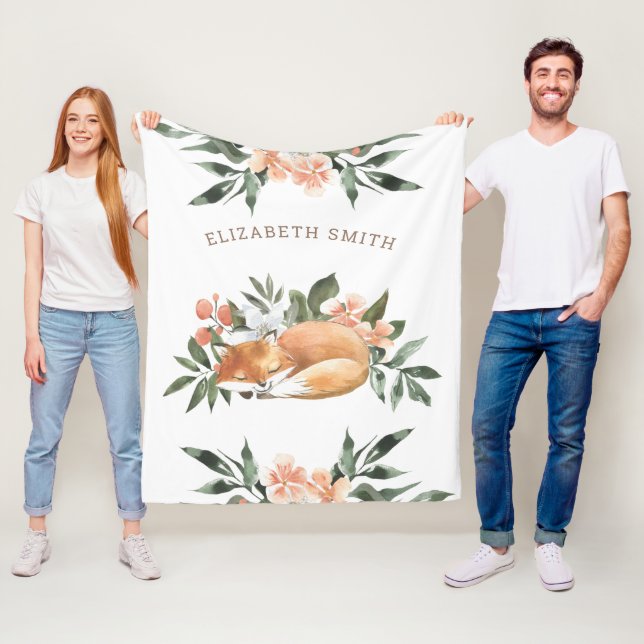 Couverture Polaire Forêt rustique Cute renard couché (En situation)