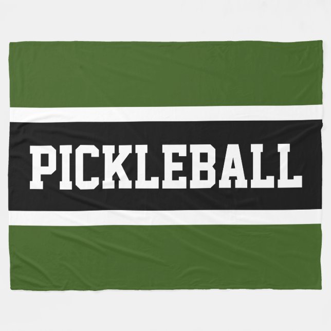 Couverture Polaire Forêt sportive Vert noir blanc PICKLEBALL Stripes (Devant (Horizontal))