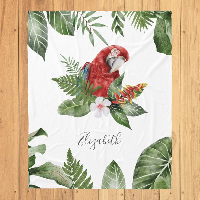 Couverture Polaire Forêt tropicale Ara personnalisé Nom (Créateur téléchargé)