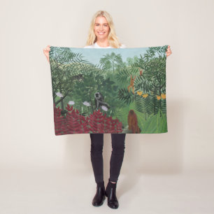 Couverture Polaire Forêt tropicale avec Singes et Serpent (Rousseau)