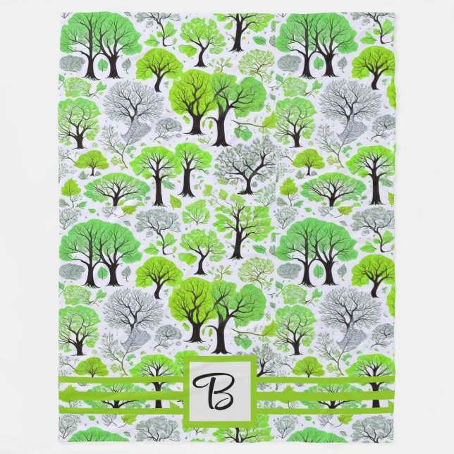 Couverture Polaire Forêt verte personnalisée (Devant)