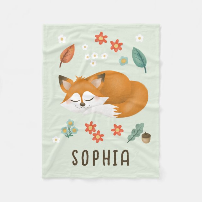 Couverture Polaire Forêt Whimsical mignonne Fox Enfants Automne (Devant)