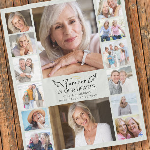Couverture Polaire Forever in Our Hearts Multi Photo Collage Memorial