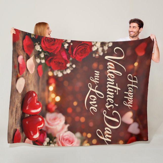 Couverture Polaire 'Forever Your Valentine' Fleece Blanket (En situation)