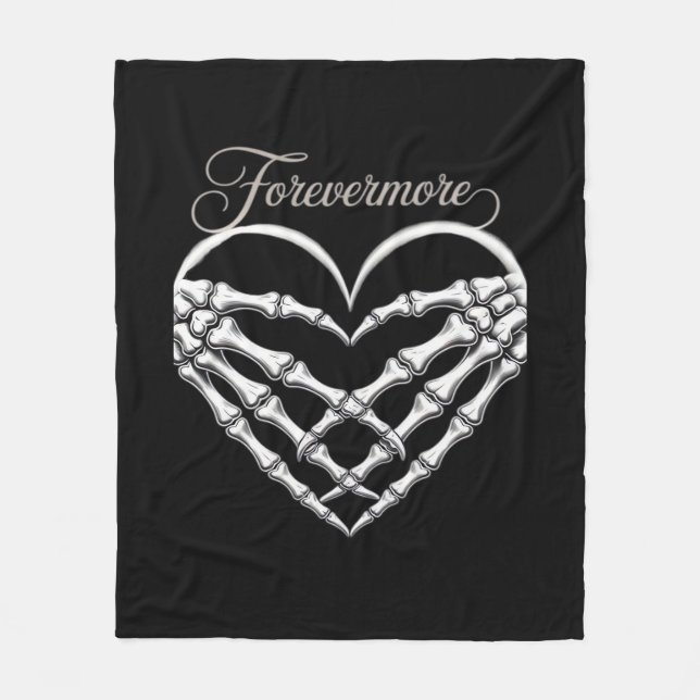 Couverture Polaire Forevermore Squelette Mains Coeur Romance gothique (Devant)