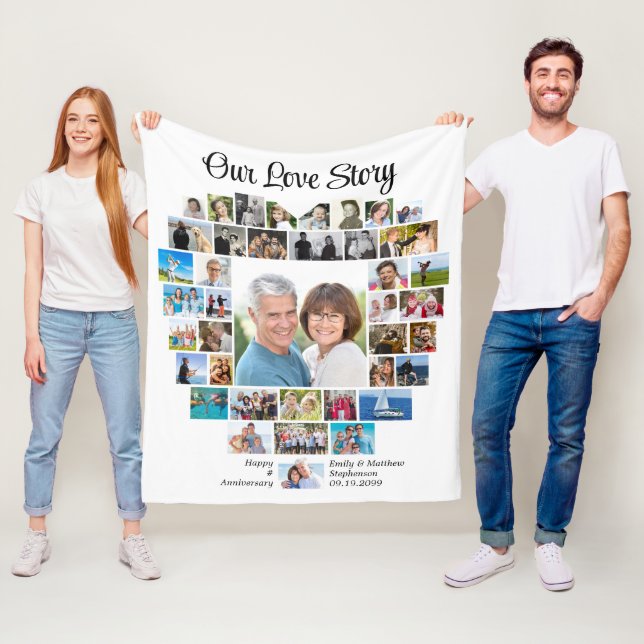 Couverture Polaire Forme cardiaque 40 Photo Collage Notre histoire d' (En situation)