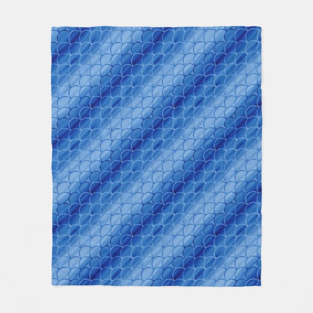 Couverture Polaire Formes de ventilateur diagonales claires et bleues (Devant)