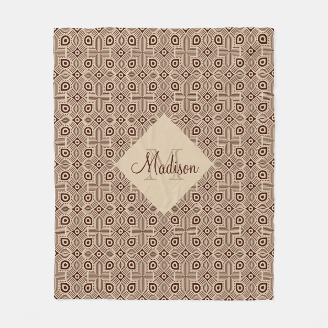 Couverture Polaire Formes Géométriques Beiges Et Brown (Devant)