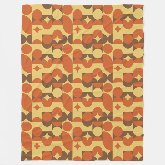 Couverture Polaire Formes géométriques rétro orange marron jaune (Devant)