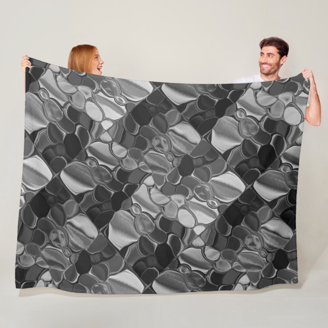 Couverture Polaire Formes gris clair et arrondies foncées. (En situation)