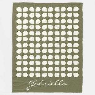 Couverture Polaire Formes modernes du milieu du siècle en olive pers
