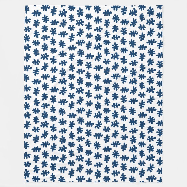 Couverture Polaire Formes morphiques 120322 - Bleu d'Indigo sur blanc (Devant)