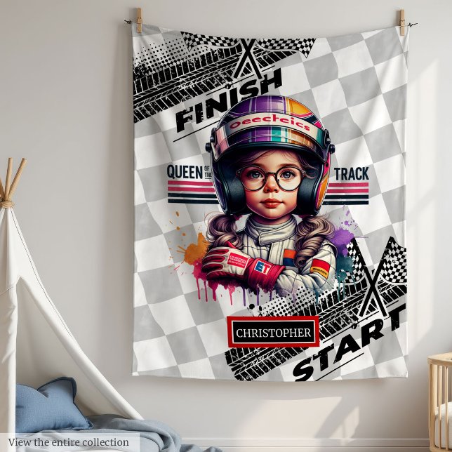 Couverture Polaire Formule de course élégante 1 Petit pilote fille ca (Stylish Racing Formula 1 Little Driver Girl Gift)