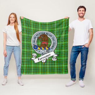 Couverture Polaire Forrester Chasse Clan Badge Tartan Plaid