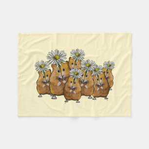 Couverture Polaire Foule des hamsters mignons tenant des marguerites