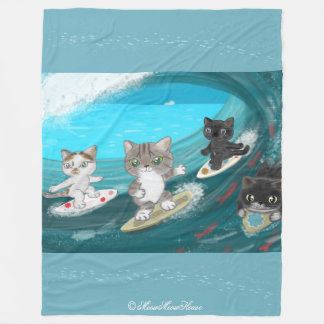 Couverture Polaire Four Surfing Cats in Izu