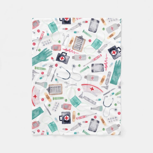 Couverture Polaire Fournitures Médicales en aquarelle (Devant)