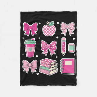 Couverture Polaire Fournitures scolaires roses élégantes Nœud Enseign