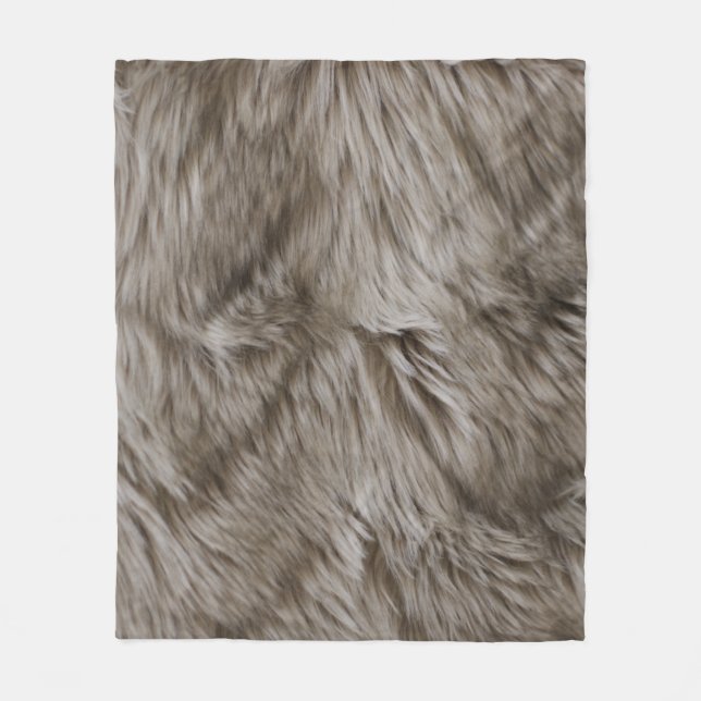Couverture Polaire Fourrure Faux Imprimée Beige Tan Mink Cheveux d'an (Devant)