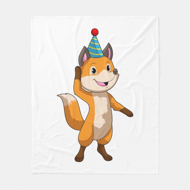 Couverture Polaire Fox à la fête avec casquette de parti (Devant)