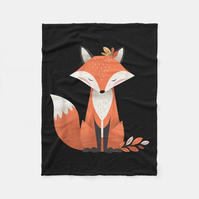 Couverture Polaire Fox Automne laisse de mignons animaux boisés autom (Devant)