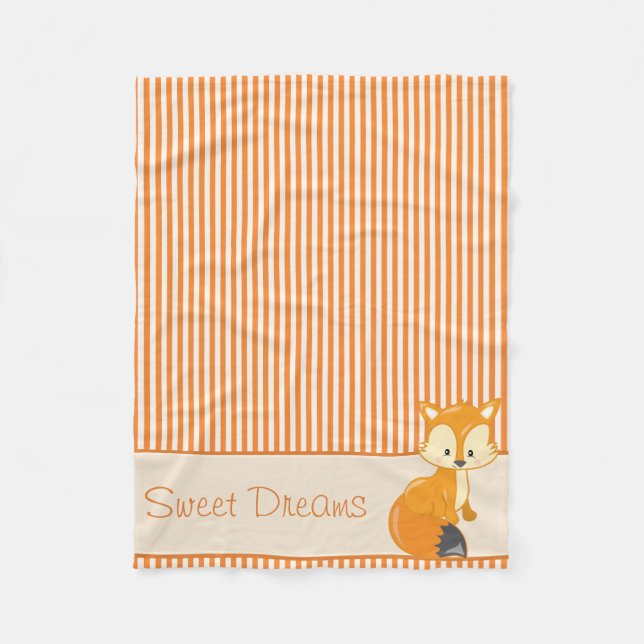 Couverture Polaire Fox et rayures bronzages et d'orange | (Devant)