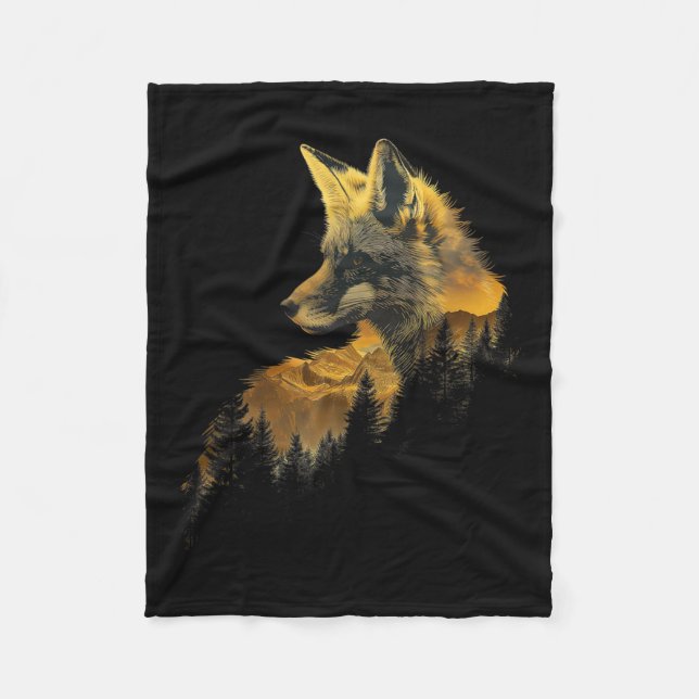 Couverture Polaire Fox Forest Nature Lover Mountains Randonnée Campin (Devant)