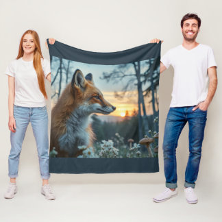 Couverture Polaire Fox in the flowers