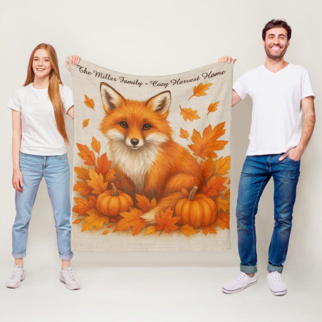 Couverture Polaire fox - moisson confortable home & nom de famille sc (En situation)